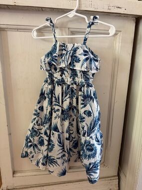 Janie and Jack White Sundress with Blue Floral Print
